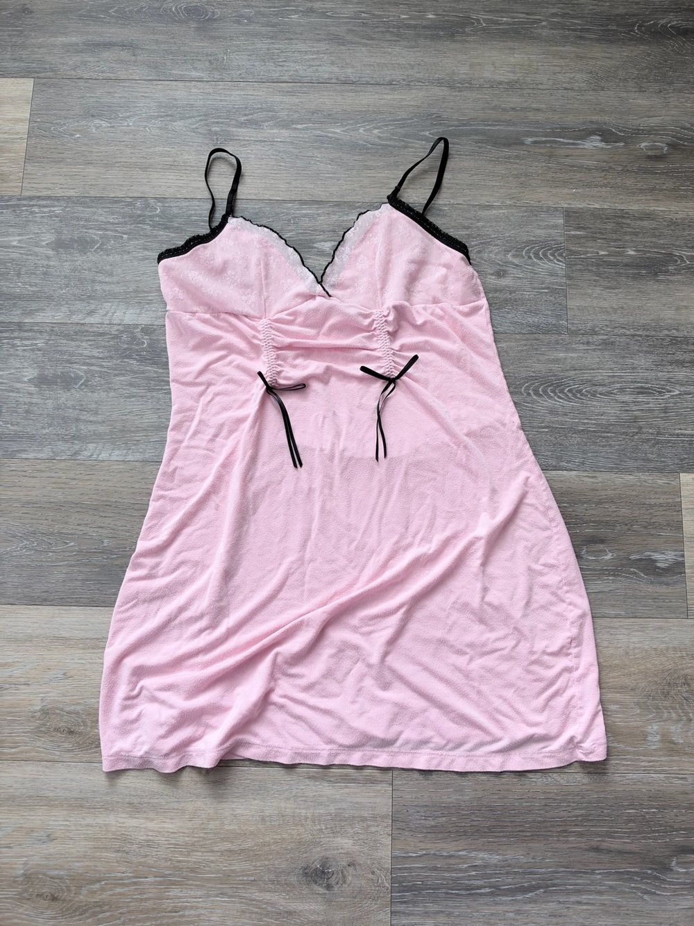 Vintage 90s Y2K Victoria's Secret Pink Lace Trim Mini babydoll Dress